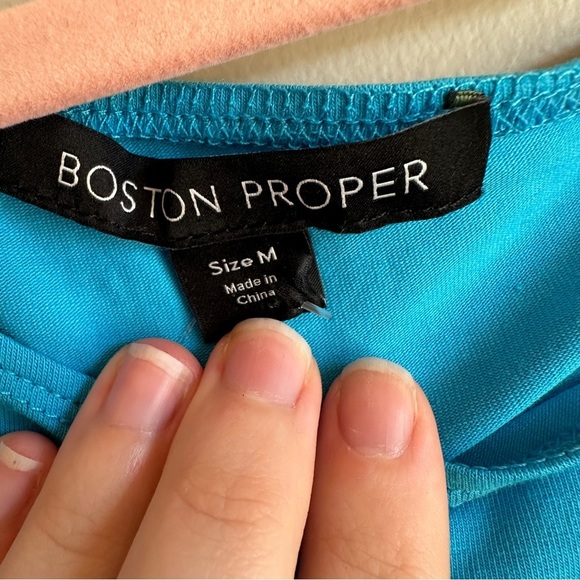 Boston Proper Blue Asymmetric Cut-Out Cold Shoulder Long Sleeve Top M - Picture 10 of 11